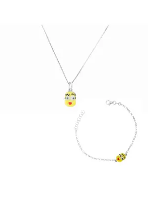 Minion Zilver 925 Set: Ketting-Hanger + Armband SET-7135/2