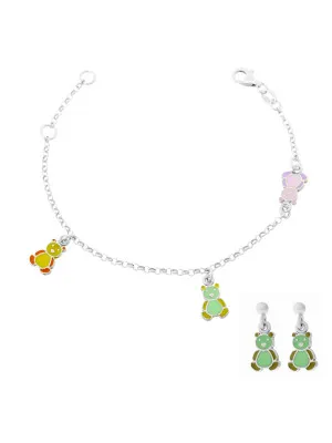 Bear Zilver 925 Set: Armband + Oorbel SET-7140/GR