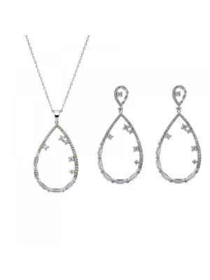 Islia Zilver 925 Set: Ketting + Oorbellen SET-7423
