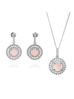 Rivera Zilver 925 Set: Ketting-Hanger + Oorbellen SET-7481/PC