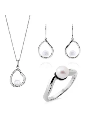 Baptiste Zilver 925 Set: Ketting + Oorbellen + Ring SET-7507