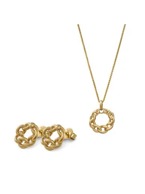 Estelle Zilver 925 Set: Ketting-Hanger + Oorbellen SET-7516/G