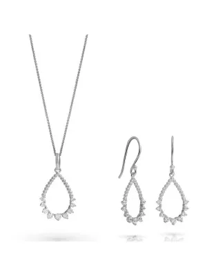 Petal Zilver 925 Set: Ketting + Oorbellen SET-7564