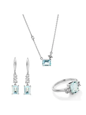 Orphelia® 'Fira' Women's Sterling Silver Set: Necklace + Earrings + Ring - Silver SET-7571